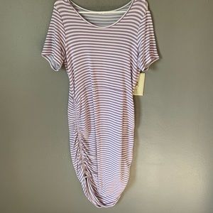Purple/cream striped dress